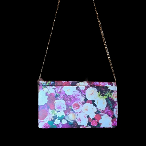 Kate Spade Storybook Lines Floral Clutch Handbag Pink & Purple - Picture 3 of 6